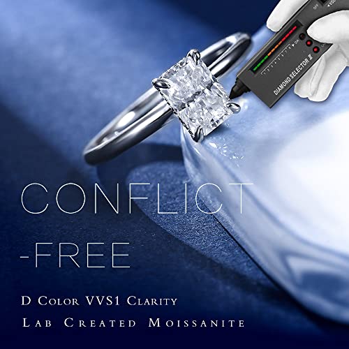 MOOSEA Radiant Cut Moissanite Engagement Rings for Women, 1CT D Color VVS1 Clarity Lab Created Moissanite Rings 14K White Gold Vermeil Moissanite Solitaire Ring for Women Wedding Rings for Bridal Wife3