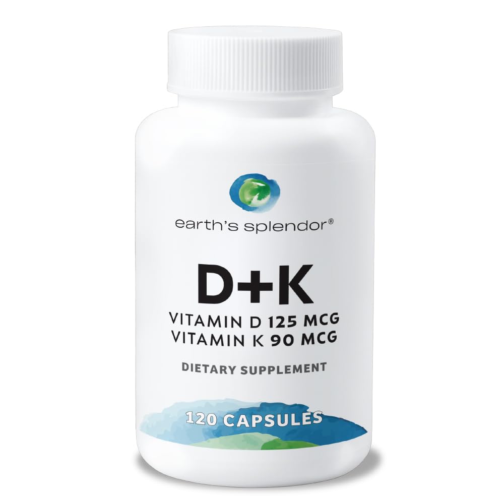 Vitamin D3 K2 Capsules 125mcg D3 90mcg K2 120 Count Vitamin D3 + K2 120 ct