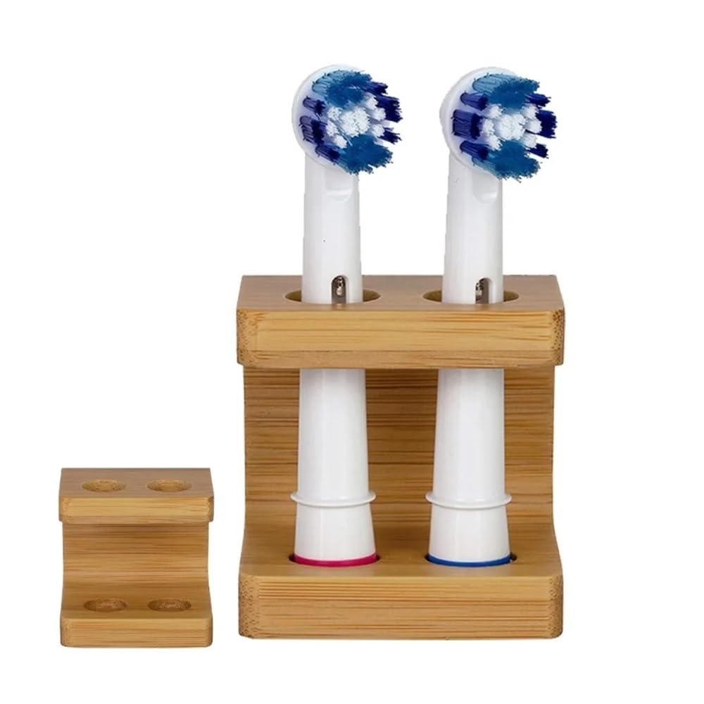 Supporto per spazzolino elettrico multi slot per la casa, mini portatile, durevole, in bambù naturale, antiscivolo, autoportante (3 slot)