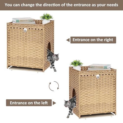 Caixa de areia para gatos com tapete de areia macio; móveis de banheiro ocultos para gatos com porta