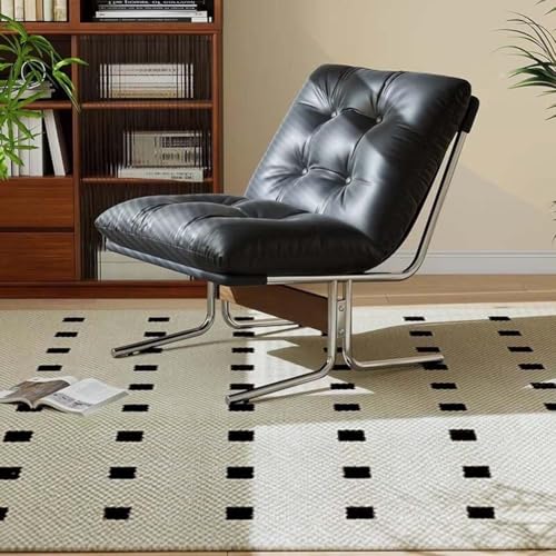 Silla reclinable de piel sintética, silla ergonómica de respaldo alto con asiento acolchado y patas de metal para sala de estar, oficina