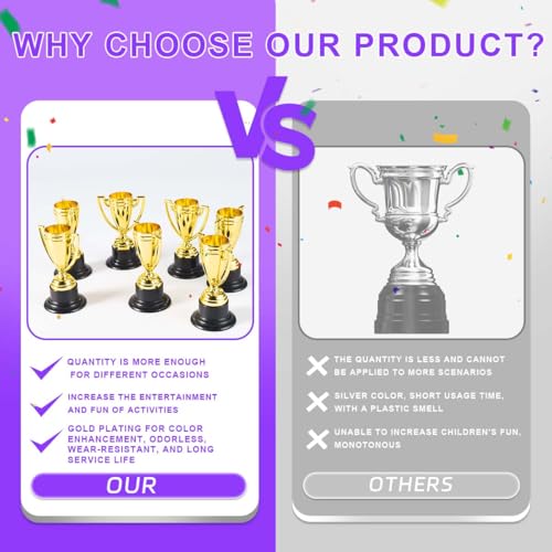 SenseYo 36 Pack Mini Trophies Cups, Gold Trophy Award, Plastic Trophies for Kid, 4 Inch Award Trophies for Kids Party Favors, Winning Prizes - Thumbnail 5
