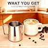 Milk Frothing Pitcher with Latte Art Pen,12oz Milk Frother Cup with Clear Scale, 304 Stainless Steel Cappuccino Espresso Machine Accessories for Barista Coffee Bar with Latte Art Pen, Silver #2