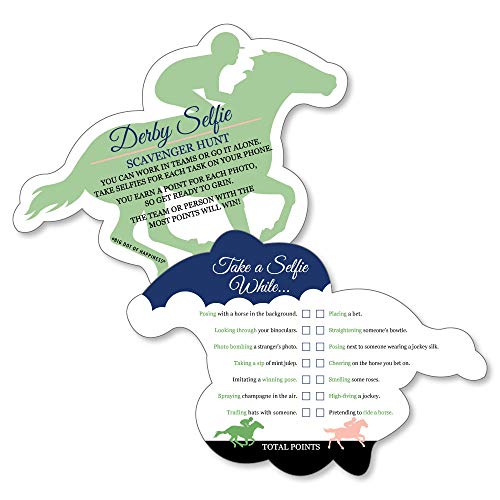 Big Dot of Happiness Kentucky Horse Derby - Selfie Scavenger Hunt - Race Party Game - Set of 12