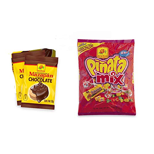 De La Rosa Dulces Mexican Candy 4 lb Pinata Mix Filler and 2 Mazapan with Chocolate Pockets