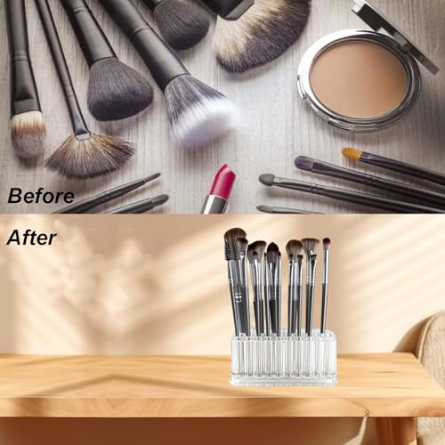 Image of Clear Acrylic Lipstick Organizer Makeup Nail Brush Eyeliner Lip Liner Holder 26 Spaces Cosmetic Display Case