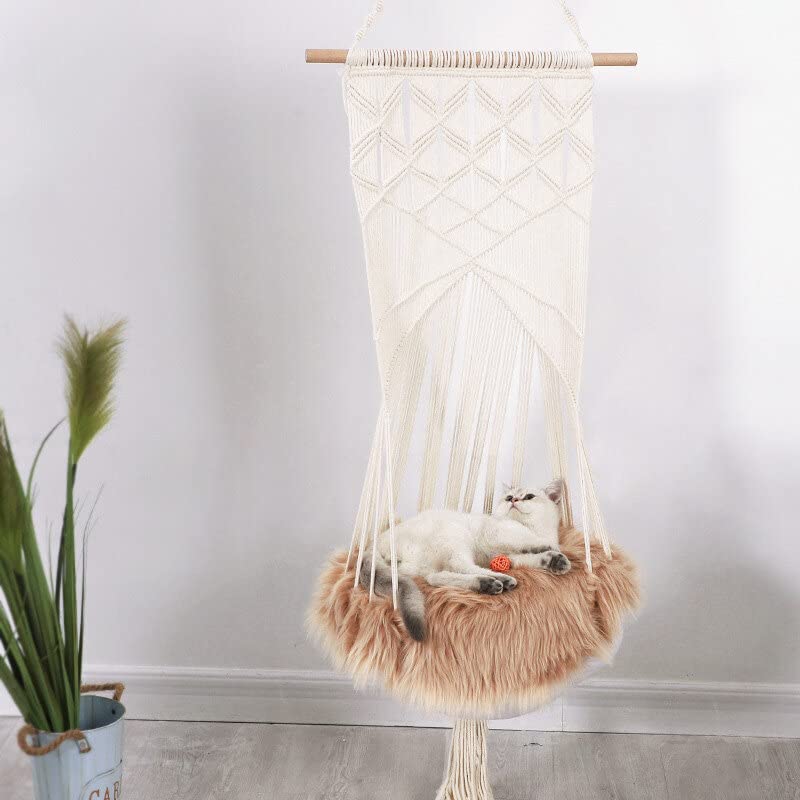WnewTools Bohemian Cat Bed Swing Handmade Hammock Handwoven Pet Cats Dog Hanging Tassel Sleep Chair Seat Universal