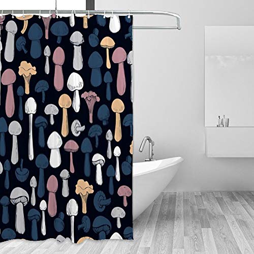 Rideau de douche imperméable champignons lavable pour éviter les fuites d'eau - 5