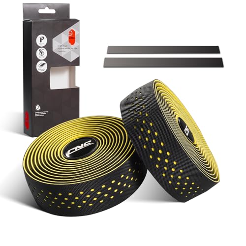 Bande de guidon vélo route CNC jaune ruban cintre lot de 2