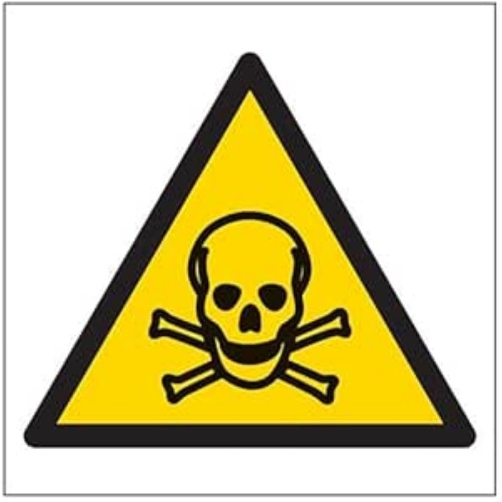 V Safety Warning Poison Logo Sign - 200mm x 200mm - 1mm Rigid Plastic
