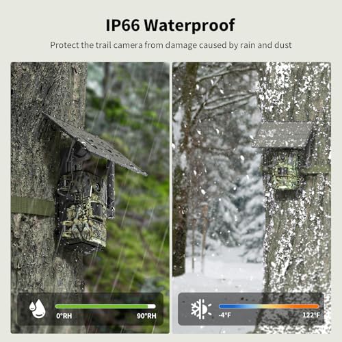 Sehmua Trail Camera Cellular Trail Cameras 2.7K Live Streaming 4G Lte Trail Cellular Camera Gen 3Rd Solar Trail Camera Game Camera Remote Phone Access Playback Motion Activated 0.2S Trigger Time Green thumb #5
