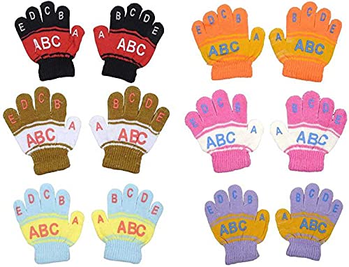 BRATS N BEAUTY® - Boy's & Girl's Alphabet (ABCDE) Multicolor (Assorted - 3 Pair) Woolen Gloves 6-12 Month Kids - Image 2 thumbnail