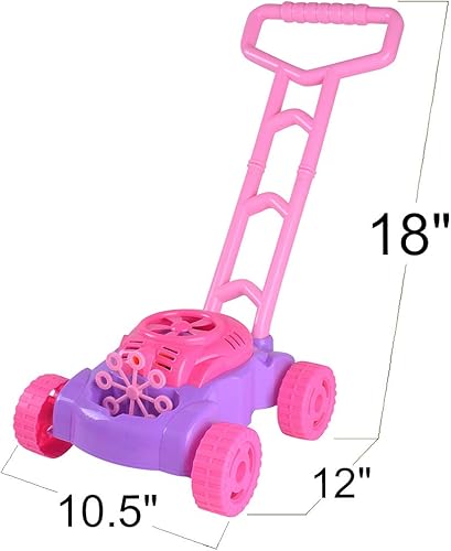 Miniatura 7 de ArtCreativity Cortacésped de burbujas rosa y púrpura y soplador de hojas de burbujas para niños pequeños, máquina de burbujas para exteriores,