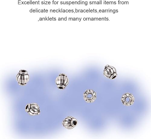 Miniatura 3 de PH PandaHall 750 cuentas espaciadoras de farol, cuentas de barril de plata antigua de aleación tibetana corrugada, cuentas de metal de calabaza