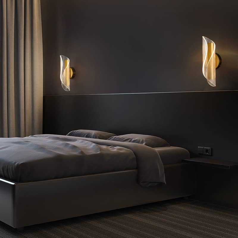 Miniatura 5 de LITFAD Aplique de pared LED geométrico, moderno y creativo, luces de pared de metal, 1 luz en acabado dorado, para dormitorio, restaurante, hotel,