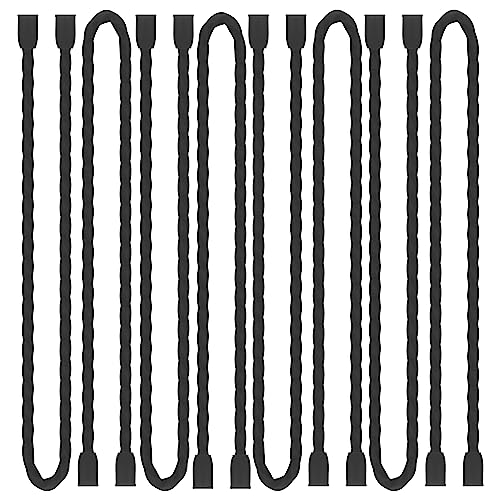 TRIPLE DEER 8Pcs 12-Inch Silicone Cable Ties Colorful Reusable Steel-Core Silicone Twist Gear Tie Straps for Bundling and Organizing Bendable Holder Strap for Indoor and Out All Purpose Black