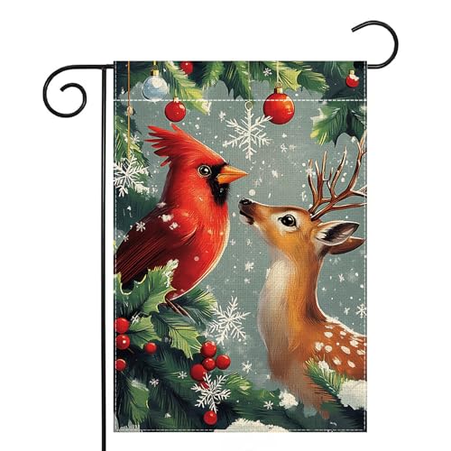 Drapeau de jardin oiseau rouge double face petit format 30x45 pour extérieur