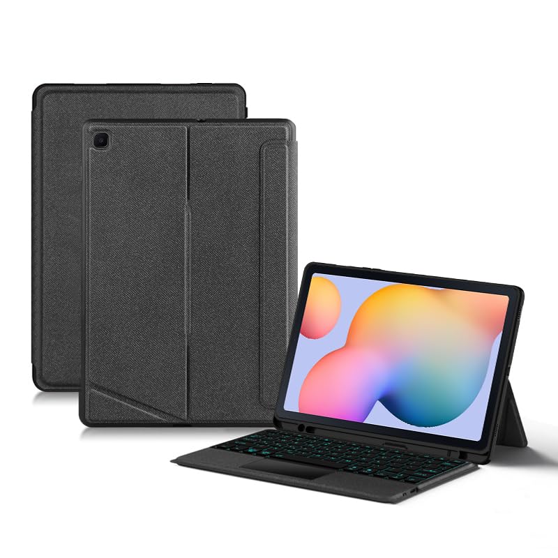 Keyboard Case Compatible with Galaxy Tab S6 Lite 10.4 Inch 2024/2022/2020,Magnetic Detachable Backlit Keyboard with Trackpad, Case with Adjustable Landscape/Portrait Stand