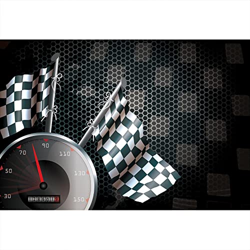 Aoihrraan 2,2x1,5m Vitesse Course Toile De Fond Compteur Vitesse Course Damier Drapeau Formule 1 Moteur Voiture Moto Automobile Champion Photographie Jeu Sport Anniversaire Bébé Garçon Portrait Photo Cover