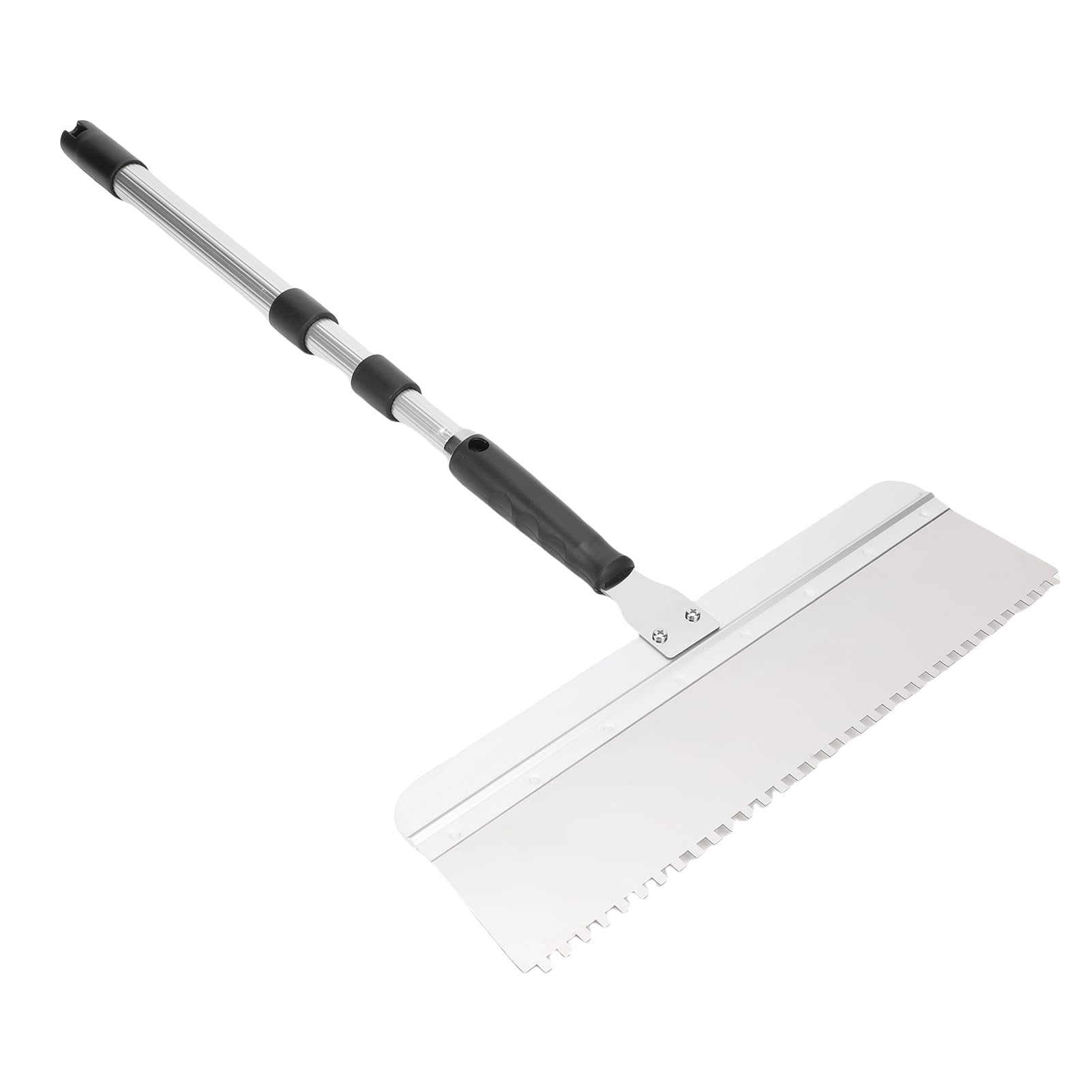 FTVOGUE Juego de Raspador de Piso, Juego de Escobilla de Goma para Piso de Acero Inoxidable y Aluminio con Hoja con Muescas Intercambiables de 16 Pulgadas y Poste Roscado Ajustable para Autonivelación
