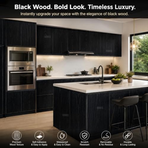 Image of HOME13 Wood Contact Paper Peel and Stick Wood Grain Wallpaper for Countertops Self-Adhesive Removable Waterproof Brown Vinyl Wall Paper for Furniture Kitchen(24x240 Inch)