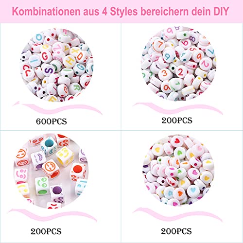 1200 Perline con Lettere Alfabeto, Round lettere