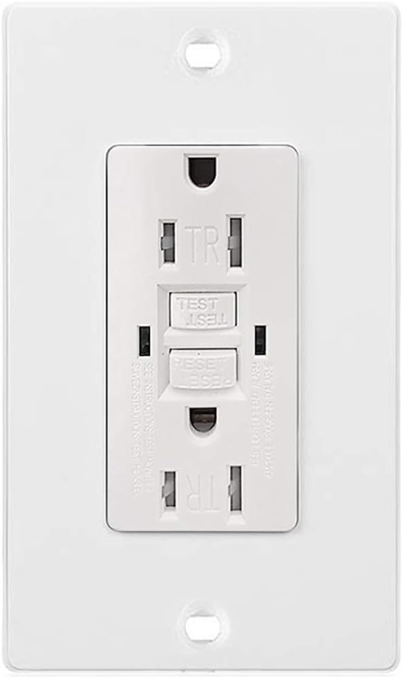 New Era Lighting15AGFCI GFI Safety Outlet Receptacle, Tamper and Weather Resistant, White (6 Packs)