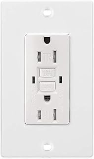 New Era Lighting15AGFCI GFI Safety Outlet Receptacle, Tamper and Weather Resistant, White (1 Pack)