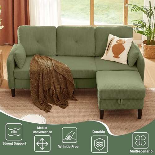 Image of 3 Pieces Sofa Set for Living Room with Sofa, Storage Ottoman and Single Chair