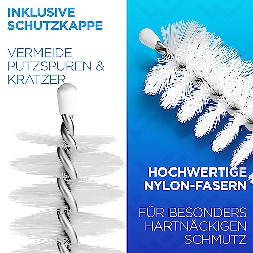 LOBENSWERK Reinigungsbürsten Set weiß [XXL - 25cm] mit 7 Bürsten und 1 Pinsel - Für kleine Zwischenräume, Milchschlauchbürste, Strohhalm Bürste + Aufbewahrungshülle