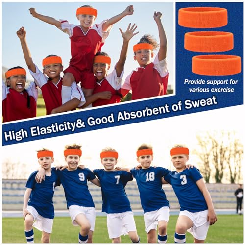 Image of Libima Kids Sweatbands Bulk Boys Headband for Sports Kids Cotton Terry Youth Sweatbands Elastic Sports Headbands Wicking Athletic Bands for Team Activity