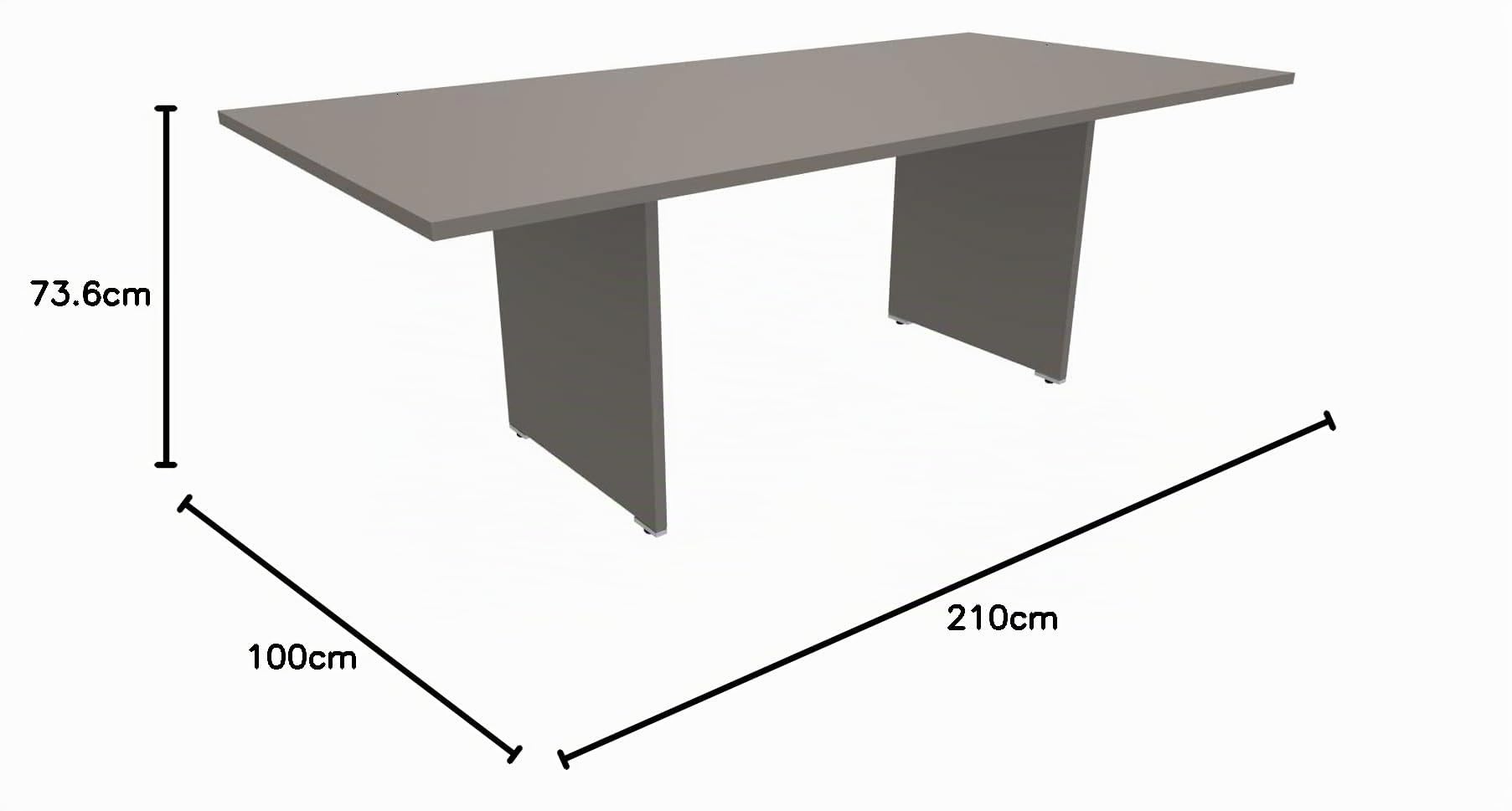 Table de réunion rectangulaire en bois - Stone Grey - 210x100x75