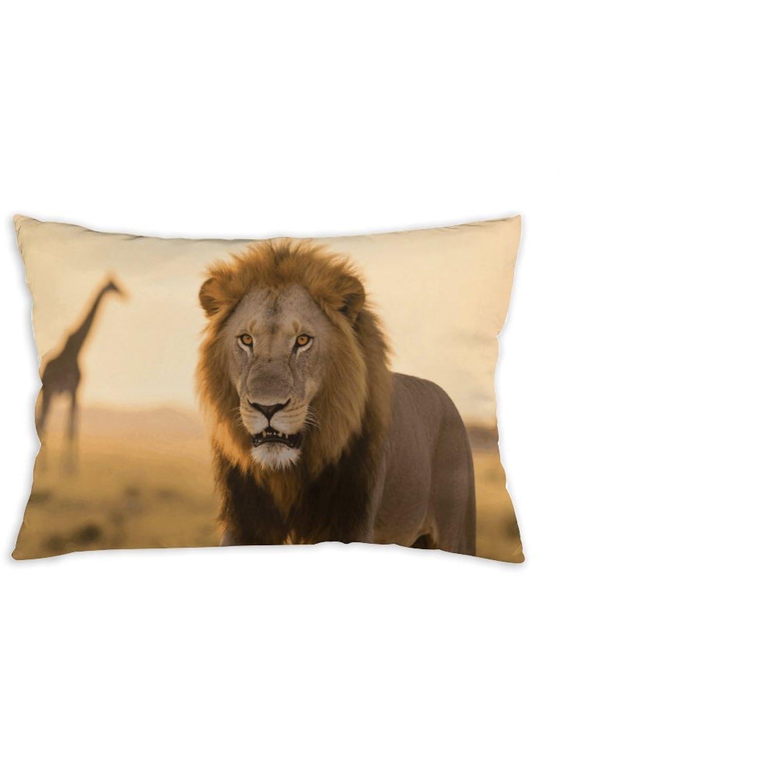 FodPand Decorative Throw Pillow Covers 12x20 Short Plush Grassland Lion Body Pillowcase Cushion Cases with Invisible Zipper Rectangle Lumbar Pillow Shells for Sofa Couch Chair Bed Home Decor
