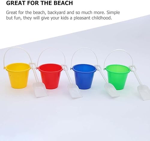 Miniatura 8 de TOYANDONA 2 cubos de playa de plástico para playa, cubo de arena, mesa redonda, tarro de basura para cumpleaños, verano, playa, fiesta, suministros