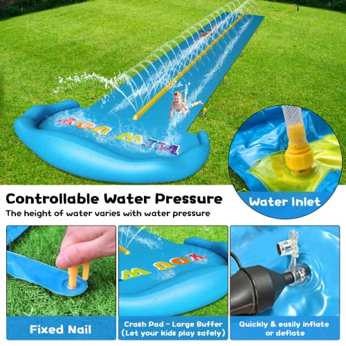 Evoio Water Slide, 32.8Ft Inflatable Splash Water Slip With 2 Racing Lanes And 2 Body Boards For Kids Boys Girls Adults, Water Slide Outdoor Summer Water Toys For Backyard Garden #TOP2