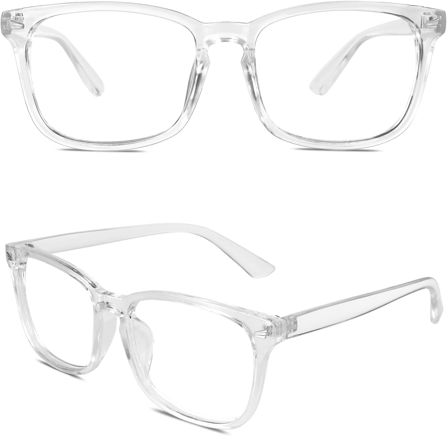 CGID Happy Store CN82 Large Oversized Bold Frame UV 400 Clear Lens Horn Rimmed Glasses,Transparent