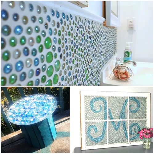 Image of Filler Sea Blue Flat Marbles,Glass Gems (1 Pound Approx 100) Table Scatter,Vase, DIY Crafts,1LB
