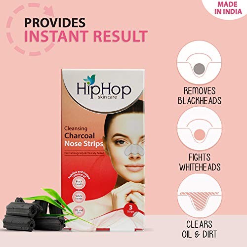 HipHop Skincare Cleansing Charcoal Nose Strips for Women - Blackhead Remover & Pore Cleanser (3 Strips) - Image 5
