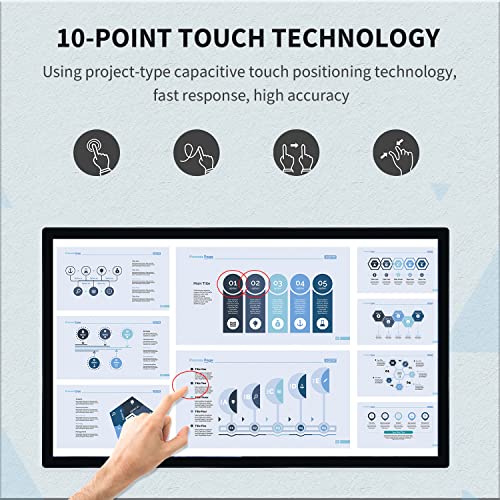 Image of 65 inch Capacitive Multi-Touch Screen Industrial Monitor, 16:9 Display 4K, Built-in Speakers, USB, VGA, DP & HD-MI Ports, Digital Signage Displays and Player for Advertising