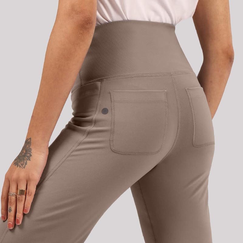 Image of BlissClub Ultimate Flare Pants for Women Upto 5'4 ft | Ribbed Waistband, 4 Pockets | High Waist Trousers and Formal Pants for Office wear