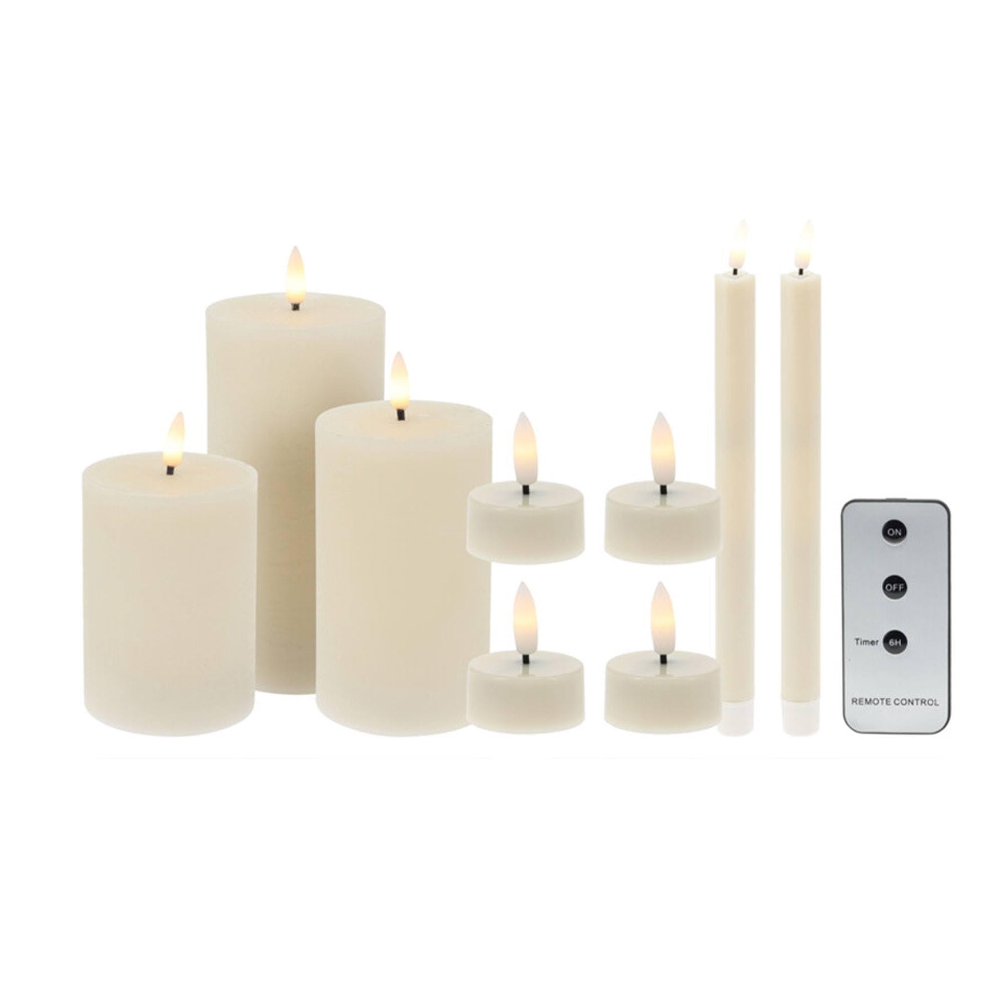 Velas de cena LED con control remoto y acabado rústico o liso