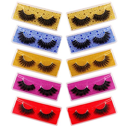 10 Pairs False Eyelashes 3D Faux Mink Lashes Natural Look Soft Handmade Lashes Pack Wholesale Multipack (16mm-21mm)