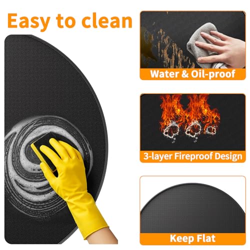 VinBee Fire Pit Mat, 36" Fire proof Mat, Fibreglass Silicone BBQ Mat, Mats for gas grill reusable, Indoor Fireplaces - for Deck Protector, Grass, Grill, Floor, Camping (91x 91 cm Round) - Image 2