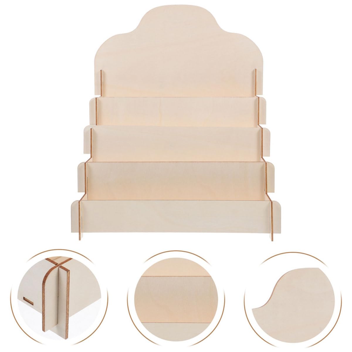 Homoyoyo Présentoir en Bois à Étages pour Cartes de Vœux et Posters Beige, Organiseur Élégant à Structure Multi-Niveaux pour Comptoirs de Vendeurs, Lot de 2