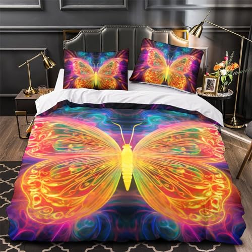 Housse de couette 140x200 papillons 3D pour lit simple avec fermeture éclair pratique - 4