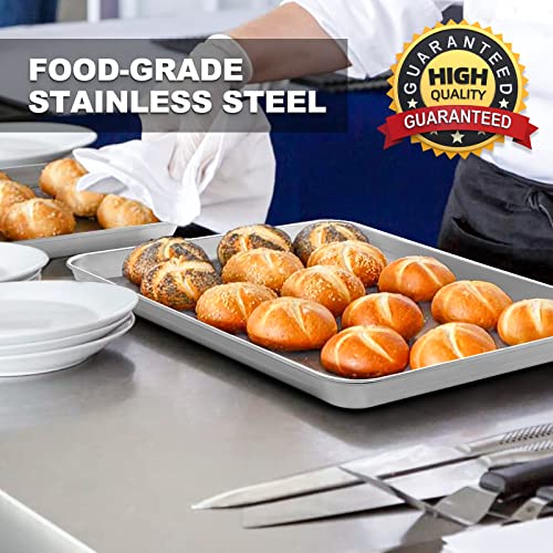Baking Pans Set Of 4, Cekee 4 Pieces Baking Sheet For Oven & Stainless Steel Cookie Sheets & Toaster Oven Tray Pans, Rectangle Size 18 X 13 X 1 Inch, Non Toxic & Healthy & Dishwasher Safe #TOP2