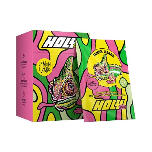 HOLY Energy Booster 10er Probier-Box 'Lemon Lizard' mit Zitrone & Gurken Geschmack Pulver | 10 Portionen mit NewCaff & Grüntee Extrakt Vegan mit 100% natürlichen Fruchtaromen