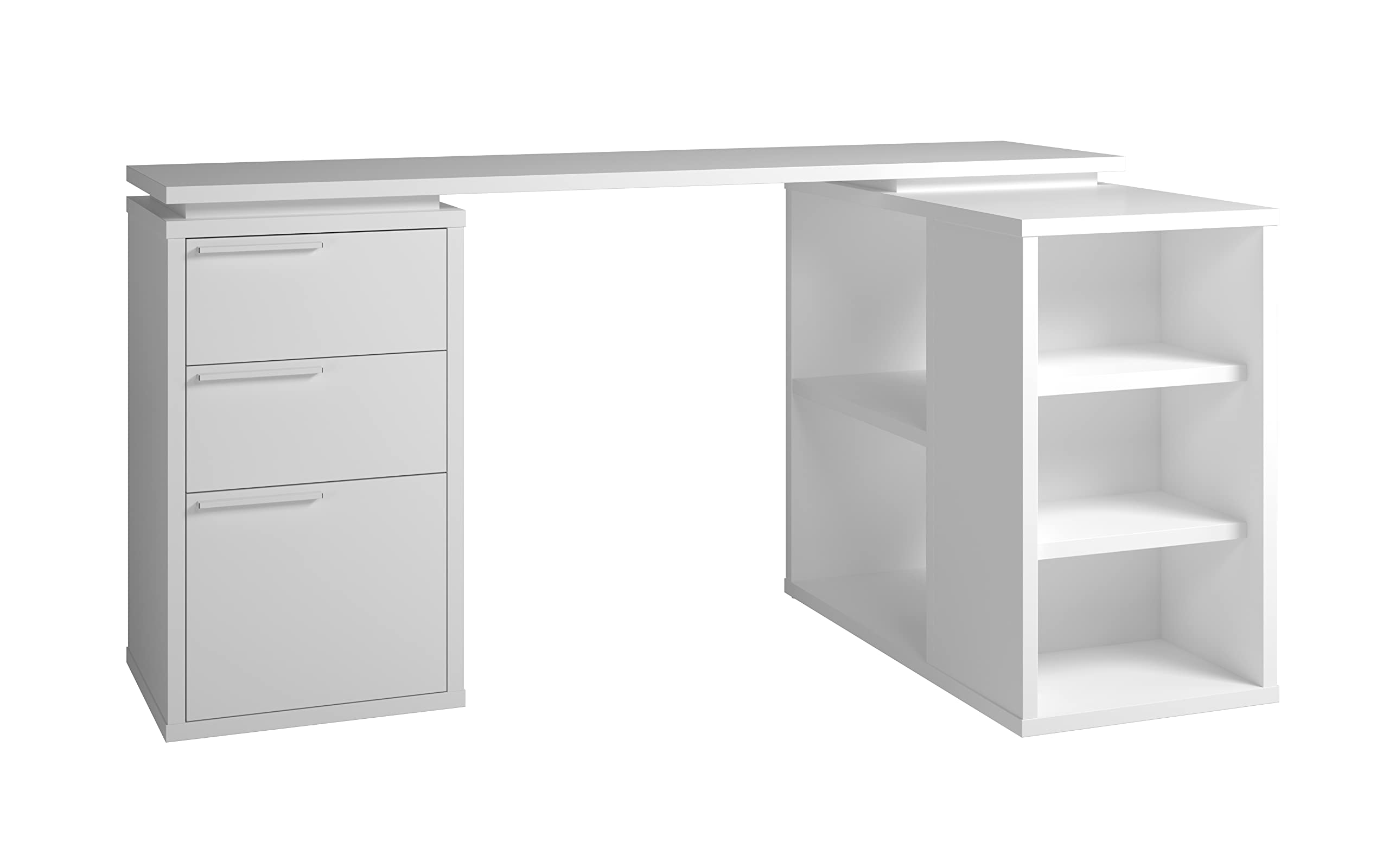 Brv computer desk with 2 drawers and 1 door, 81 cm x 160 cm x 90 cm size, white