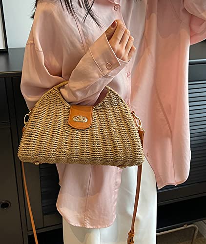 Bolso de paja para mujer bolso tote y clutch tejido miniatura 2