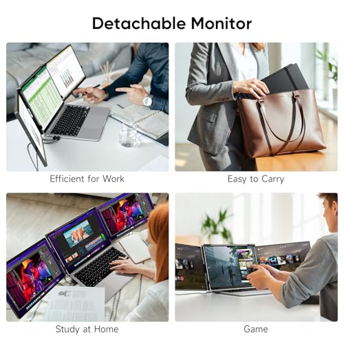 Image of Dopesplay Laptop Screen Extender, 14 inch Triple Portable Monitor for Laptop, FHD 1200P IPS Screen Extender Monitors for 14 inch-17.3 inch Carry a USB flash drive,Plug & Play Compatible with Windows, Mac, Android